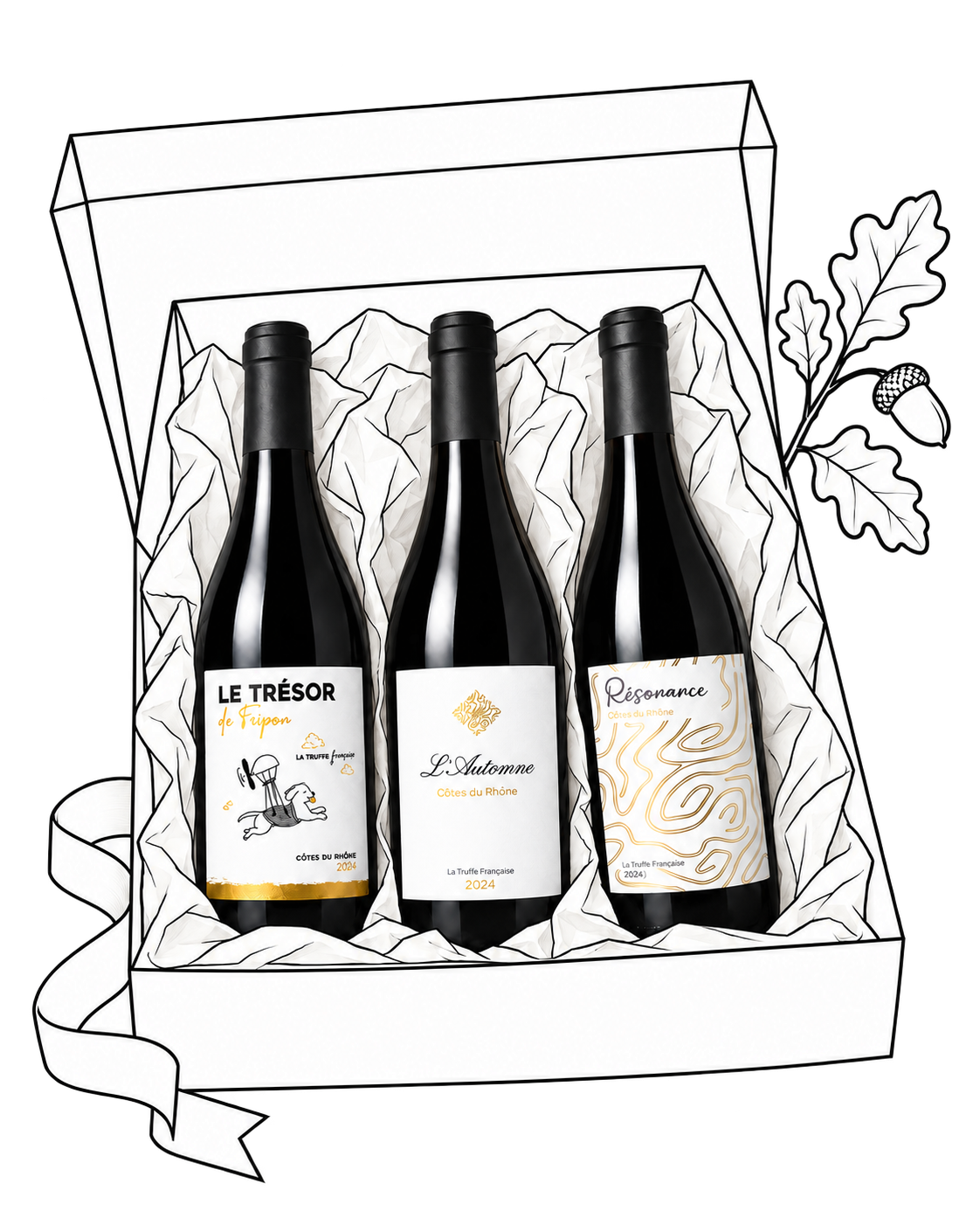 Coffret des trois bouteilles : Le Trésor de Fripon, L’Automne et Résonance